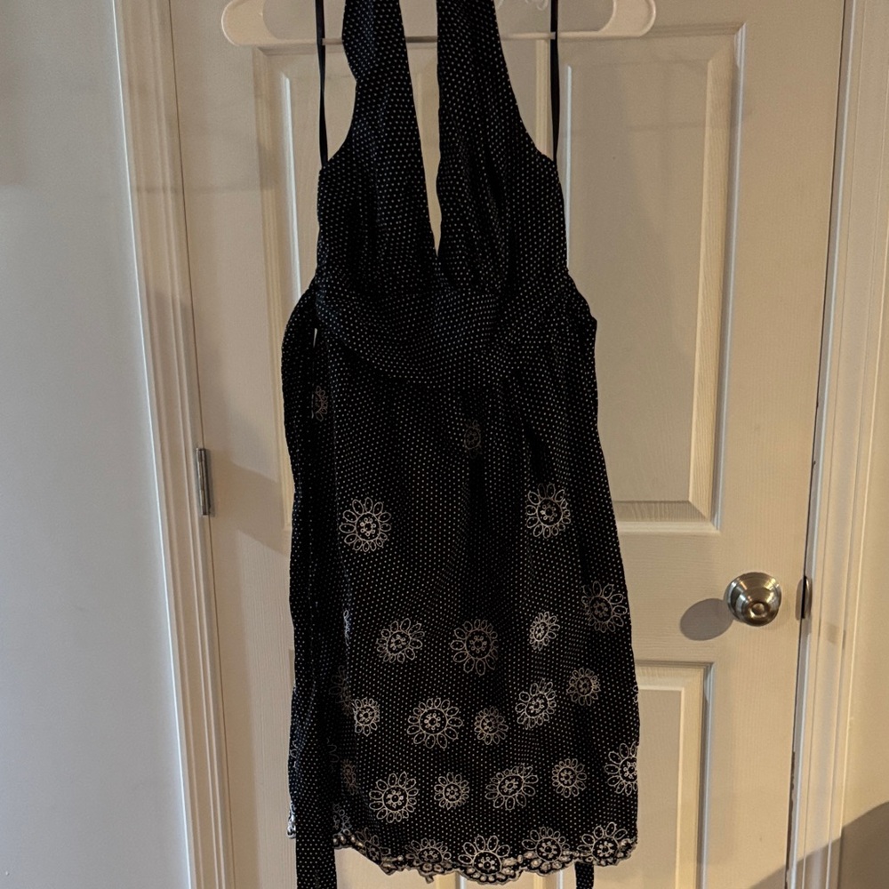 Roulette Black and White Backless Dress